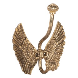 Clayre & Eef Wall Hook Bird 12x7x13 cm Gold colored Metal