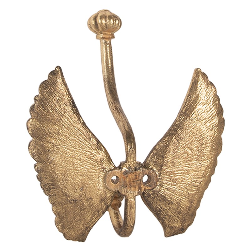 Clayre & Eef Wall Hook Bird 12x7x13 cm Gold colored Metal