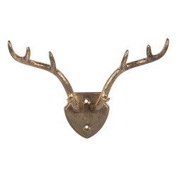 Clayre & Eef Wall Hook Hearts 17x8x12 cm Gold colored Metal