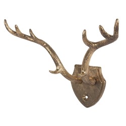 Clayre & Eef Wall Hook Hearts 17x8x12 cm Gold colored Metal