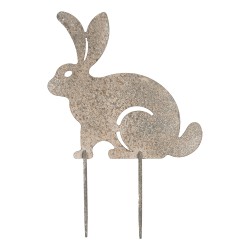 Clayre & Eef Garden Stake Rabbit 28x1x41 cm Grey Metal