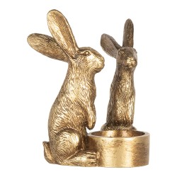 Clayre & Eef Statuetta decorativa Coniglio 10x8x12 cm Color oro Plastica
