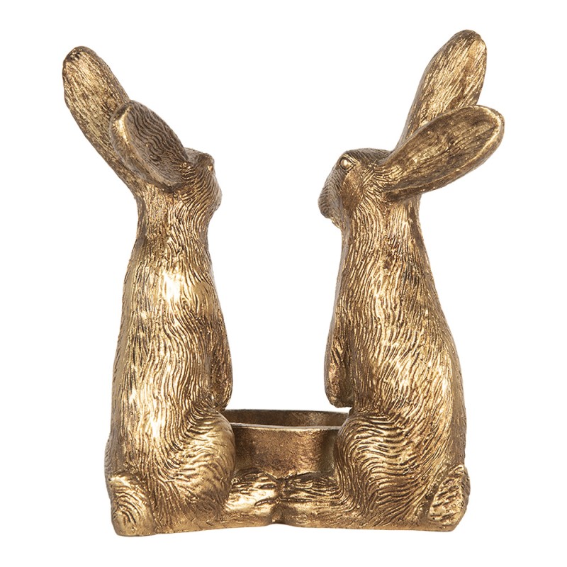 Clayre & Eef Statuetta decorativa Coniglio 10x8x12 cm Color oro Plastica