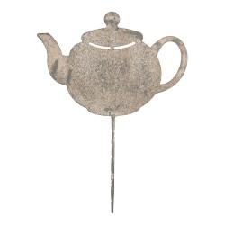 Clayre & Eef Garden Stake Teapot 26x1x35 cm Grey Metal