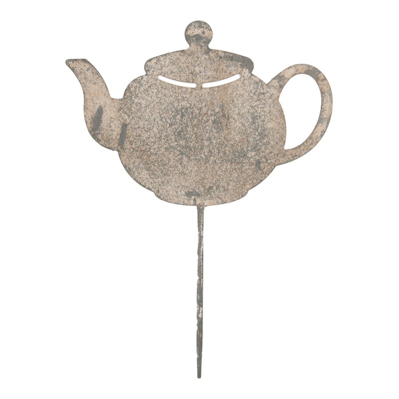Clayre & Eef Garden Stake Teapot 26x1x35 cm Grey Metal