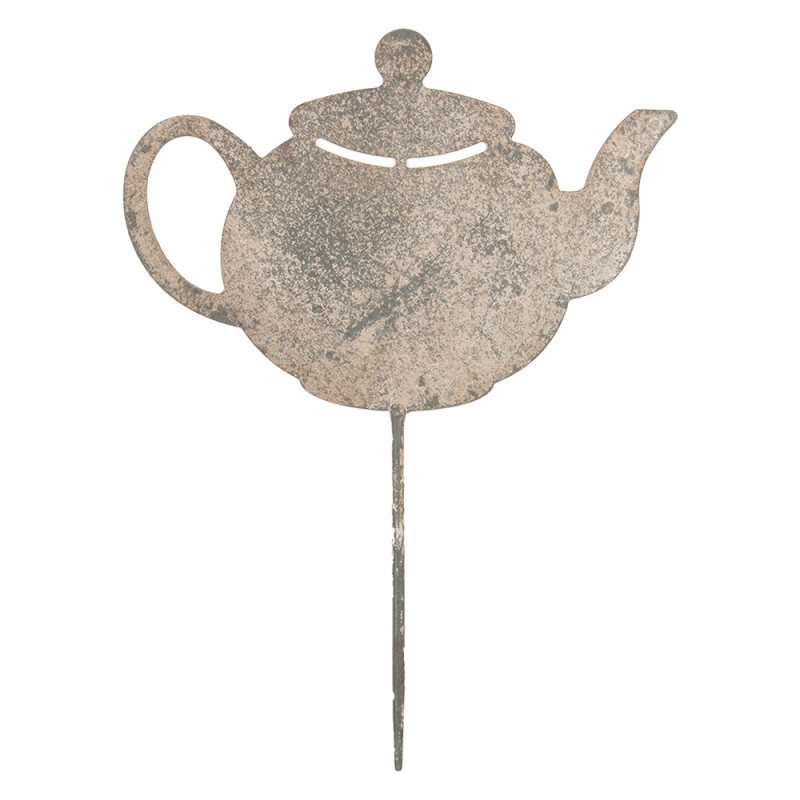 Clayre & Eef Garden Stake Teapot 26x1x35 cm Grey Metal