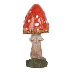 Clayre & Eef Image de décoration Champignon Ø 4x8 cm Rouge Polyrésine