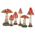 Clayre & Eef Image de décoration Champignon Ø 4x8 cm Rouge Polyrésine