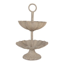 Clayre & Eef Etagere Ø 15x24 cm Grigio Metallo