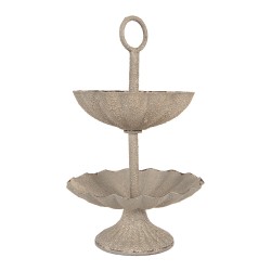 Clayre & Eef Etagere Ø 15x24 cm Grigio Metallo