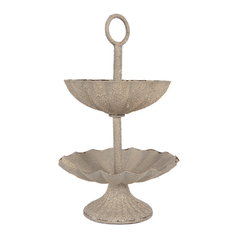 Clayre & Eef Etagere Ø 15x24 cm Grigio Metallo