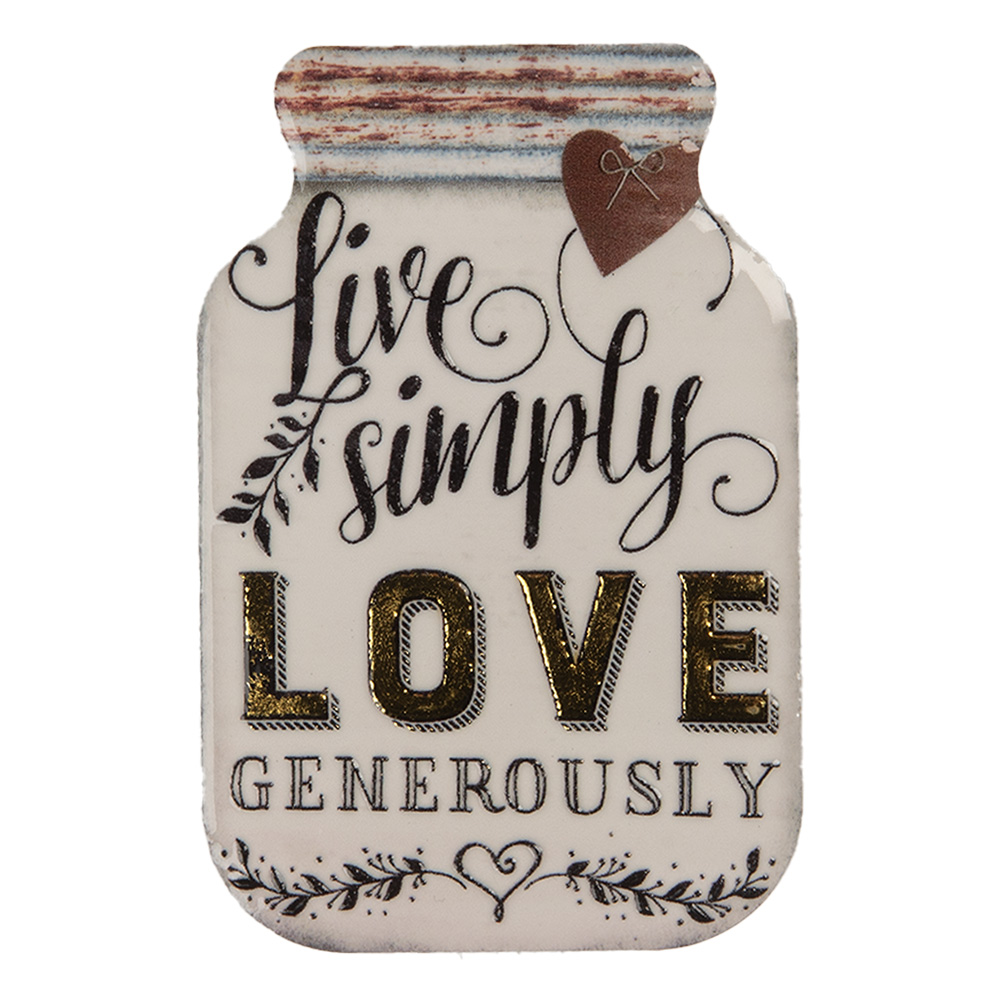 Clayre&Eef Magneet 5x1x8 cm Wit Metaal afbeelding