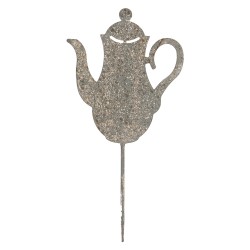 Clayre & Eef Garden Stake Teapot 20x1x40 cm Grey Metal