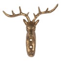 Clayre & Eef Wall Hook Reindeer 13x5x12 cm Gold colored Metal