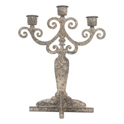 Clayre & Eef Candelabro 26x16x35 cm Grigio Metallo