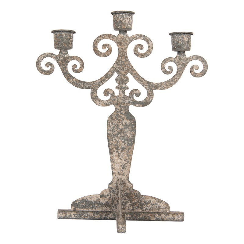 Clayre & Eef Candelabro 26x16x35 cm Grigio Metallo