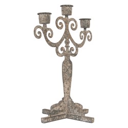 Clayre & Eef Candelabro 26x16x35 cm Grigio Metallo