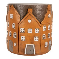 Clayre & Eef Pflanztisch Haus Ø 39x40 cm Orange Kunststoff