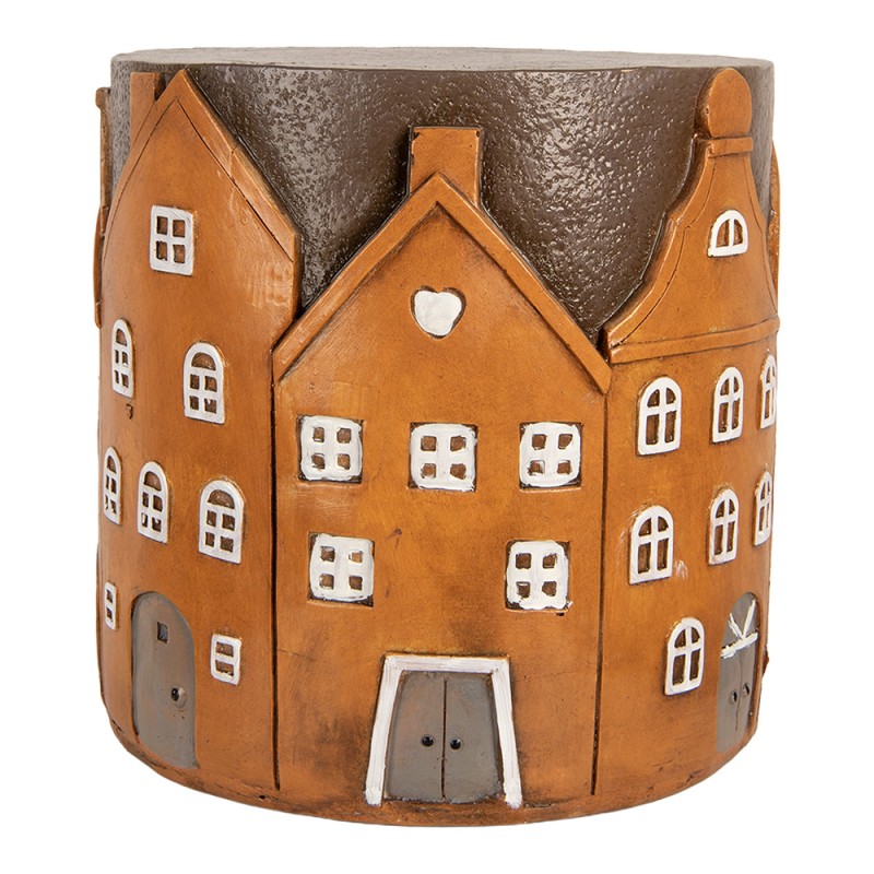 Clayre & Eef Pflanztisch Haus Ø 39x40 cm Orange Kunststoff