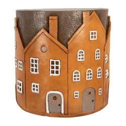 Clayre & Eef Pflanztisch Haus Ø 39x40 cm Orange Kunststoff