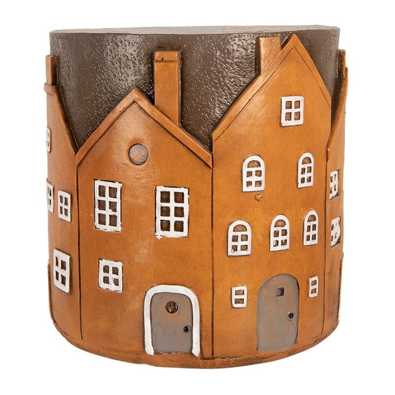 Clayre & Eef Pflanztisch Haus Ø 39x40 cm Orange Kunststoff