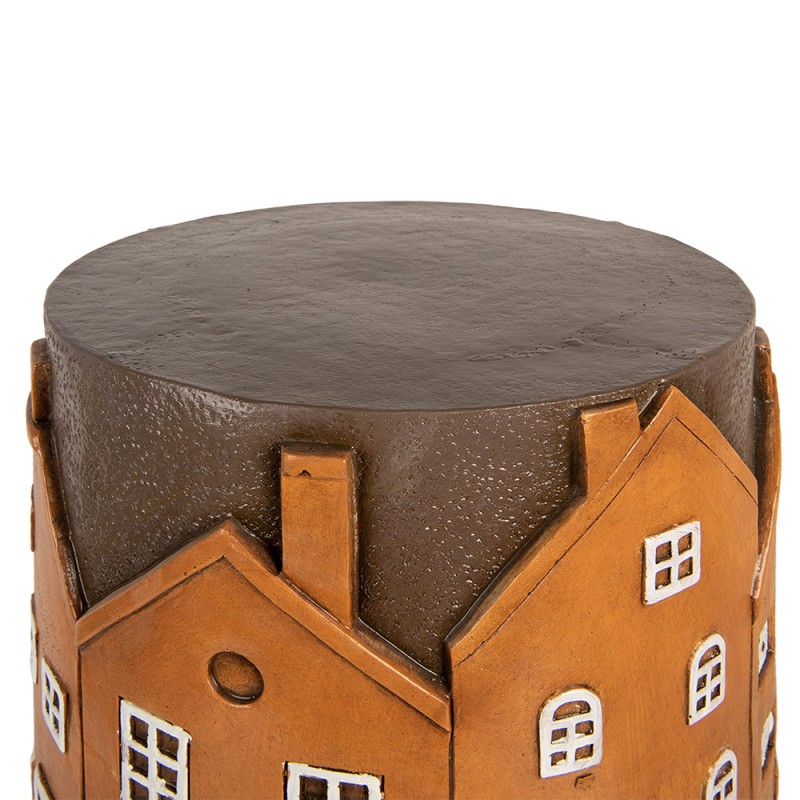 Clayre & Eef Pflanztisch Haus Ø 39x40 cm Orange Kunststoff