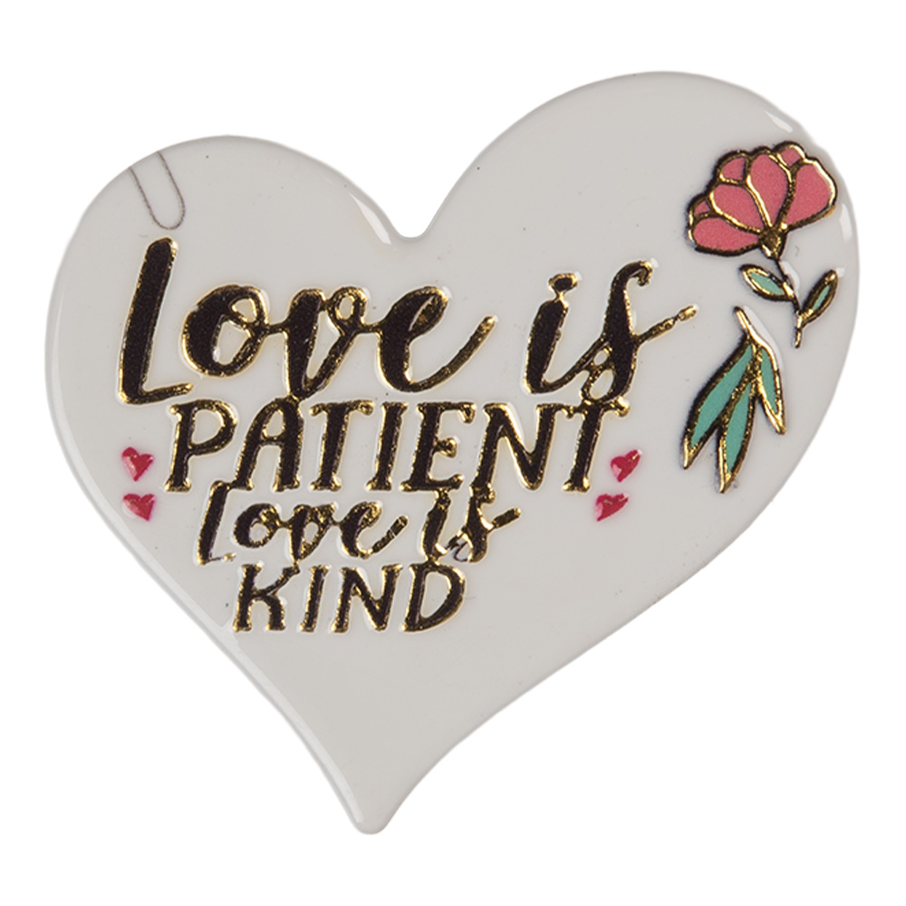 Clayre&Eef Magneet Hart 6x6x1 cm Wit Metaal afbeelding