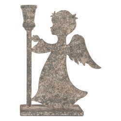 Clayre & Eef Kerzenständer Engel 22x8x28 cm Grau Metall