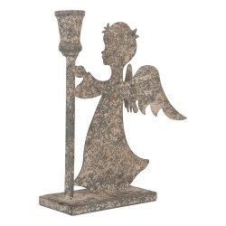 Clayre & Eef Kerzenständer Engel 22x8x28 cm Grau Metall
