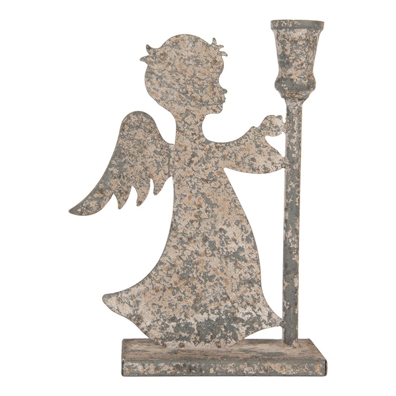 Clayre & Eef Kerzenständer Engel 22x8x28 cm Grau Metall