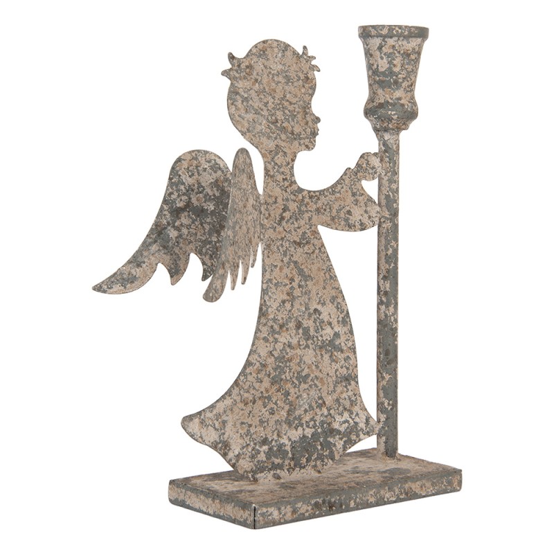 Clayre & Eef Kerzenständer Engel 22x8x28 cm Grau Metall