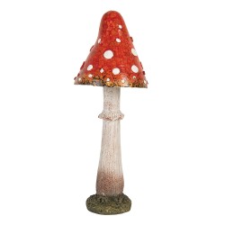 Clayre & Eef Image de décoration Champignon Ø 9x23 cm Rouge Polyrésine