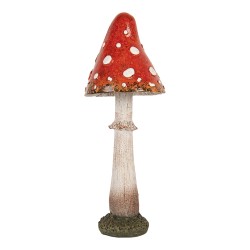 Clayre & Eef Image de décoration Champignon Ø 9x23 cm Rouge Polyrésine