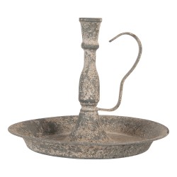 Clayre & Eef Candelabro Ø 22x19 cm Grigio Metallo