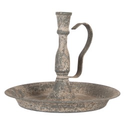 Clayre & Eef Candelabro Ø 22x19 cm Grigio Metallo