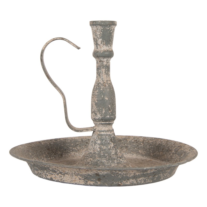 Clayre & Eef Candelabro Ø 22x19 cm Grigio Metallo