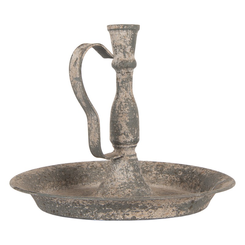 Clayre & Eef Candelabro Ø 22x19 cm Grigio Metallo