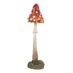 Clayre & Eef Image de décoration Champignon 4x4x12 cm Rouge Polyrésine