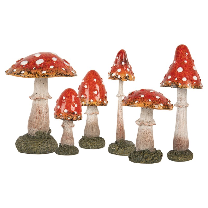 Clayre & Eef Image de décoration Champignon 4x4x12 cm Rouge Polyrésine
