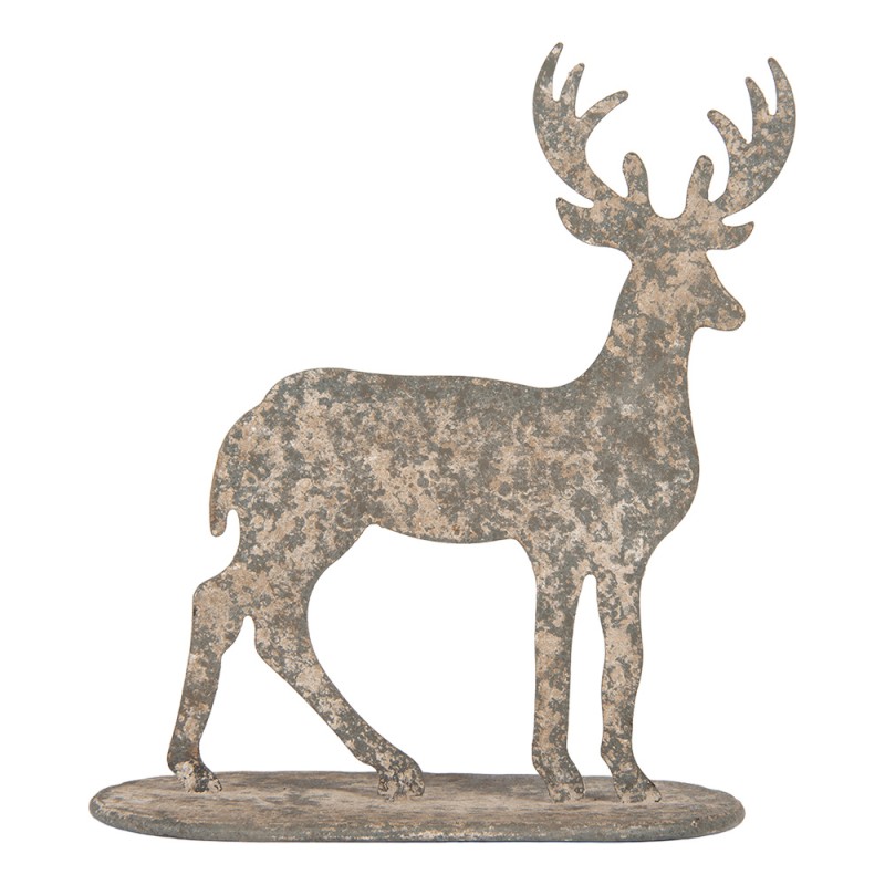 Clayre & Eef Decoratie Beeld Rendier 18x8x19 cm Grijs Metaal