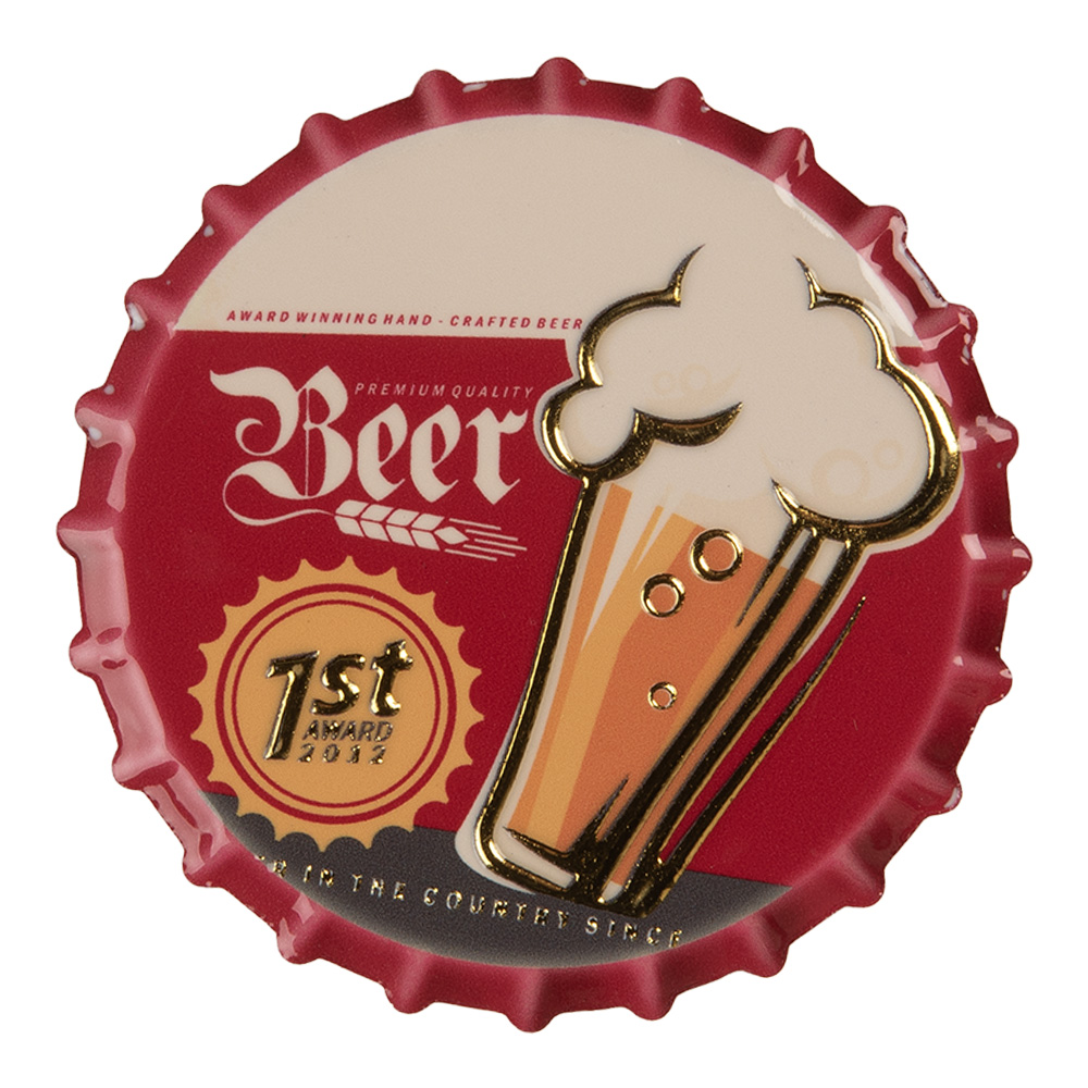 Clayre&Eef Magneet BeerØ 7x2 cm Rood Metaal afbeelding