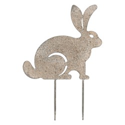Clayre & Eef Garden Stake Rabbit 23x1x35 cm Grey Metal