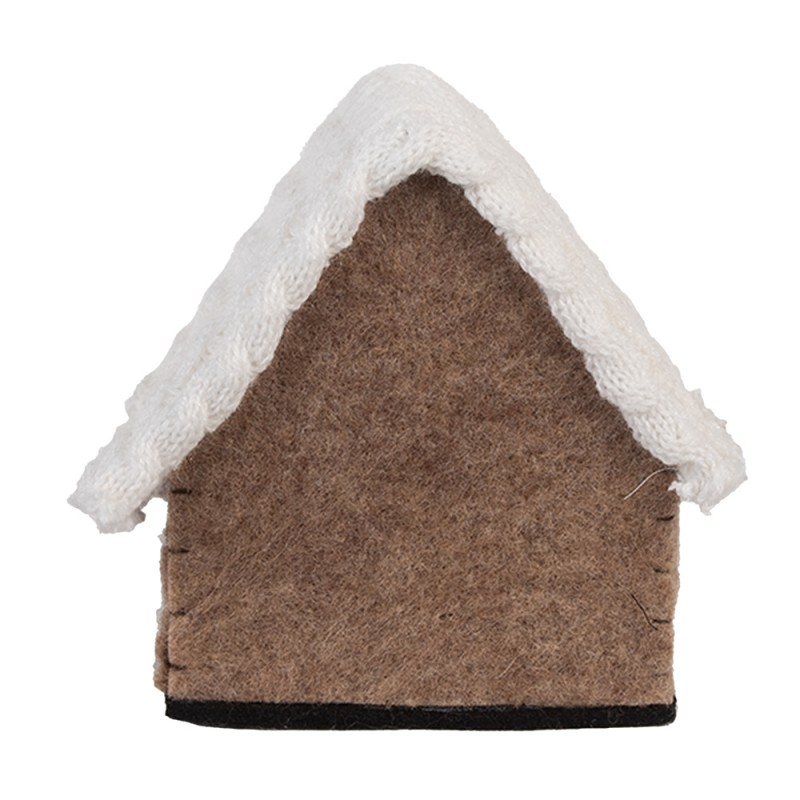 Clayre & Eef Decoratie Beeld Huis 13x10x13 cm Bruin Textiel