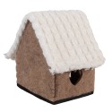 Clayre & Eef Decoratie Beeld Huis 13x10x13 cm Bruin Textiel