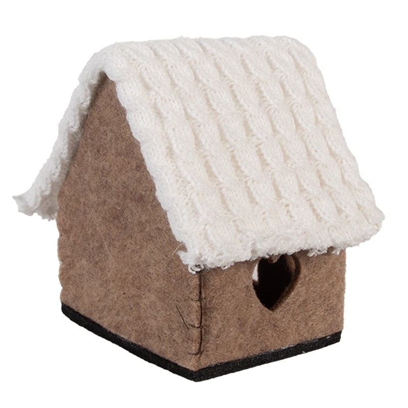 Clayre & Eef Decoratie Beeld Huis 13x10x13 cm Bruin Textiel