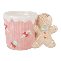 Clayre & Eef Tasse 350 ml Rosa Keramik Pfefferkuchenmann