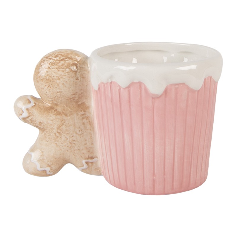Clayre & Eef Tasse 350 ml Rosa Keramik Pfefferkuchenmann