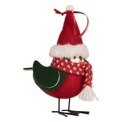 Clayre & Eef Dekoration Vogel 6x6x14 cm Rot Synthetisch