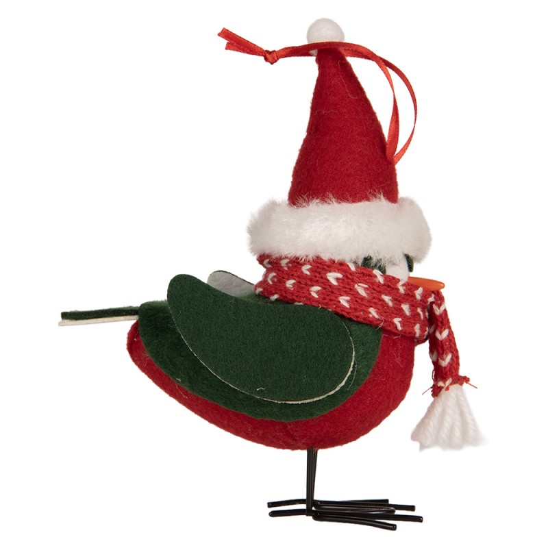Clayre & Eef Decoratie Vogel 6x6x14 cm Rood Synthetisch