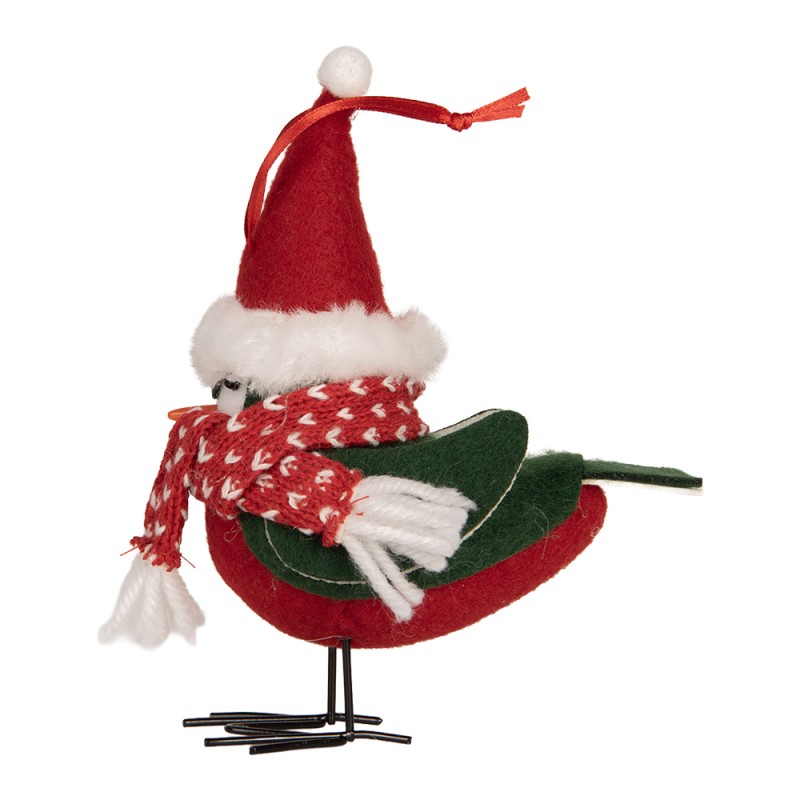 Clayre & Eef Decoratie Vogel 6x6x14 cm Rood Synthetisch